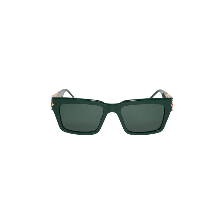 Casablanca Gold Plated Monogram Sunglasses — Green