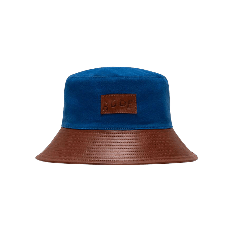 Bode Leather Brim Bucket Hat 'Tan Blue'