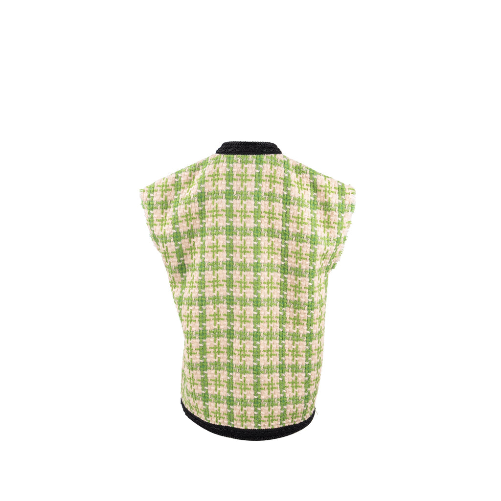 gucci-size-36-tweed-button-vest-jacket-acrylic-wool-cottongreen-multicolour