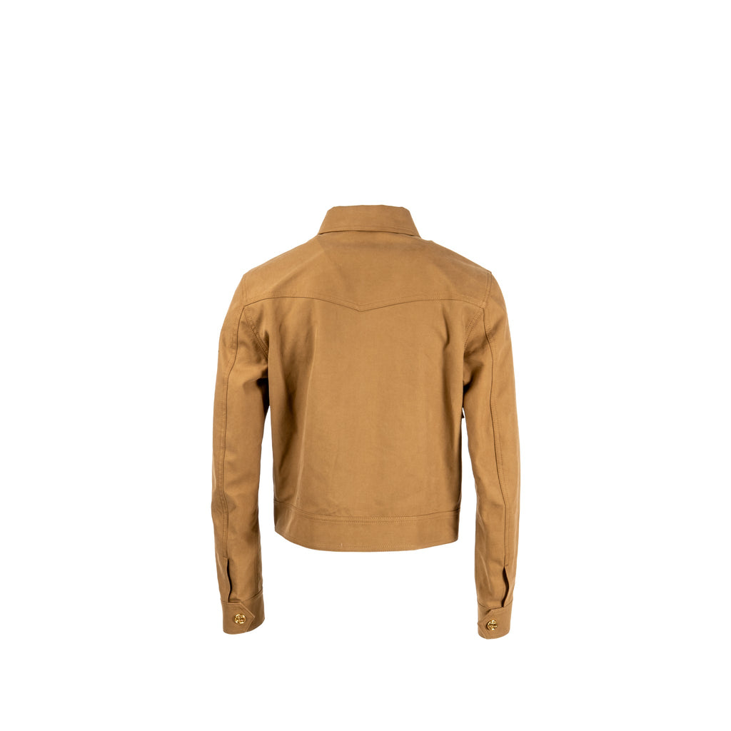 celine-size-36-western-blouson-jacket-cotton-twill-dark-beige