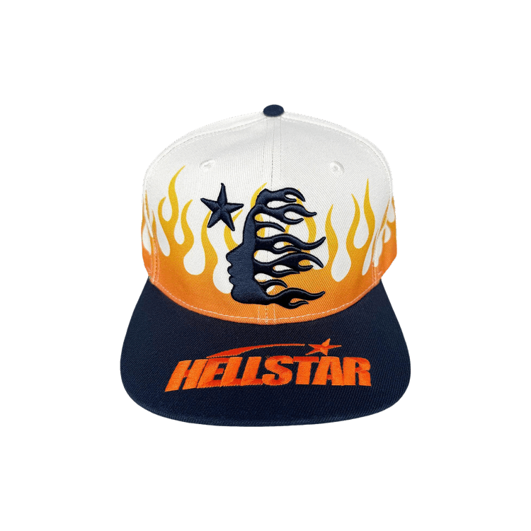 Hellstar Flame Vintage Snapback Hat 'Cream/Navy'