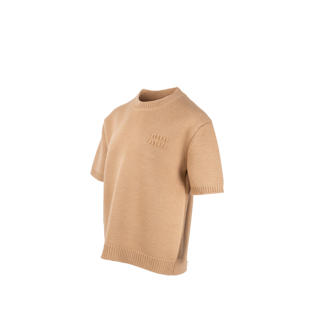 miu-miu-size-38-short-sleeve-sweater-wool-nylon-beige