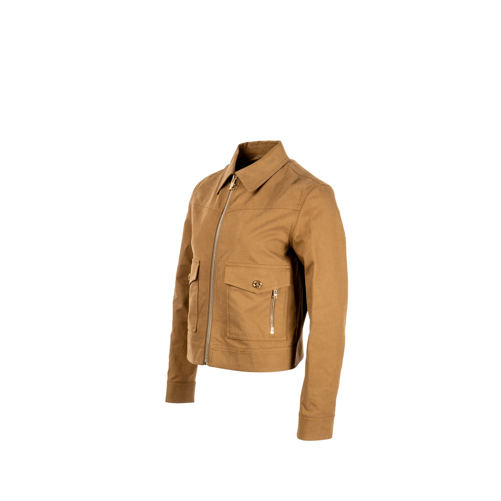 celine-size-36-western-blouson-jacket-cotton-twill-dark-beige