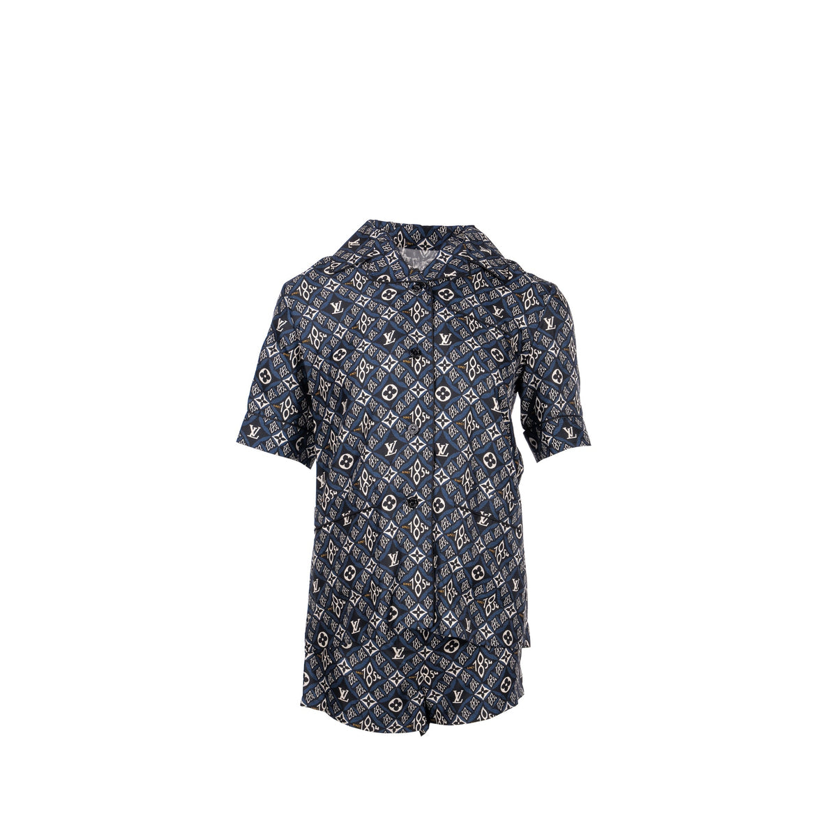 louis-vuitton-size-34-pyjama-shirt-and-shorts-silk-multicoloursell-in-a-set