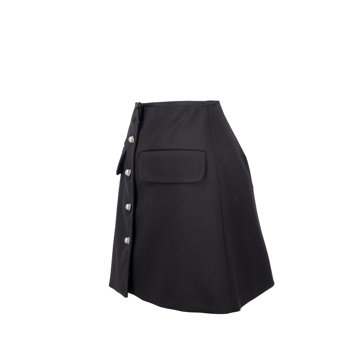 miu-miu-size-36-mini-skirt-with-pearl-button-virgin-wool-black