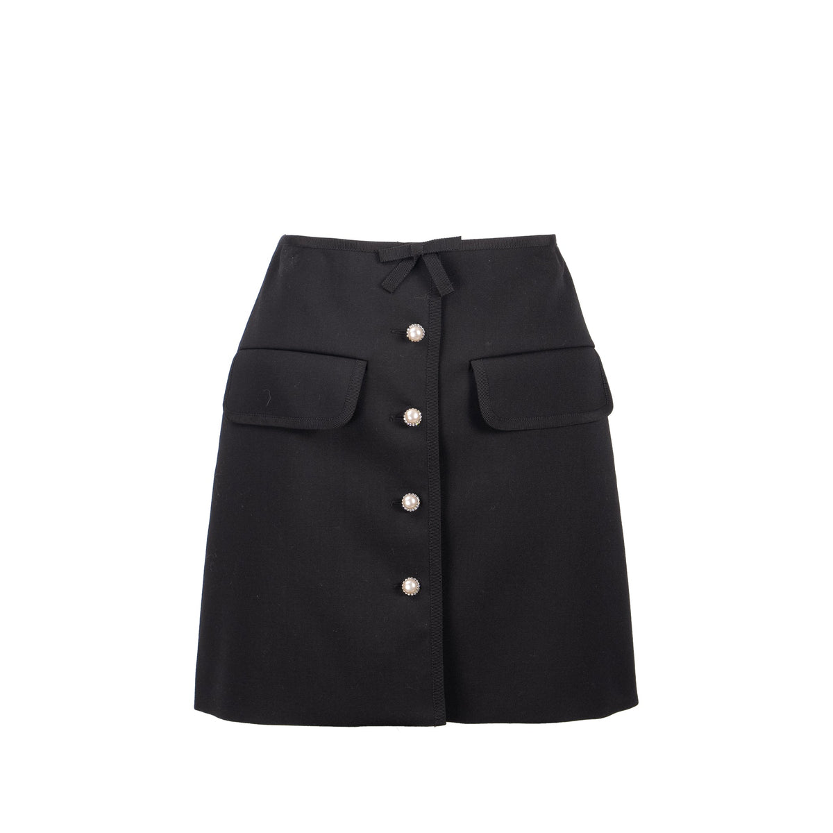 miu-miu-size-36-mini-skirt-with-pearl-button-virgin-wool-black