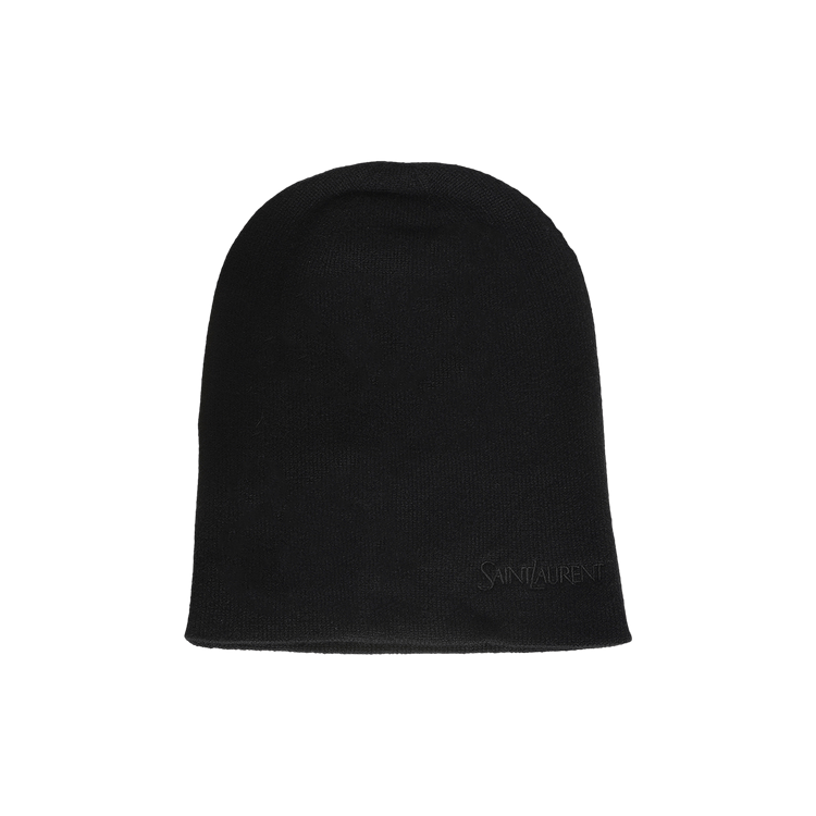 Saint Laurent Logo Embroidered Cashmere Beanie 'Black'
