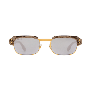 Gucci Rectangular Frame Sunglasses — Brown – Silver GG1480S 002