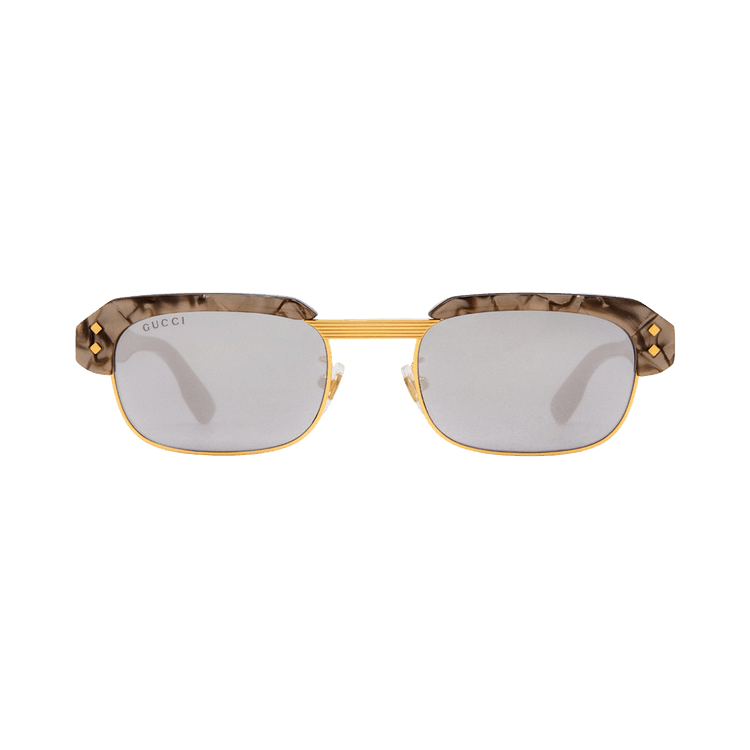 Gucci Rectangular Frame Sunglasses — Brown – Silver GG1480S 002