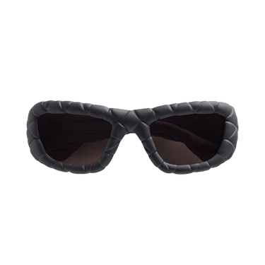Bottega Veneta Intrecciato Rectangular Sunglasses — Black