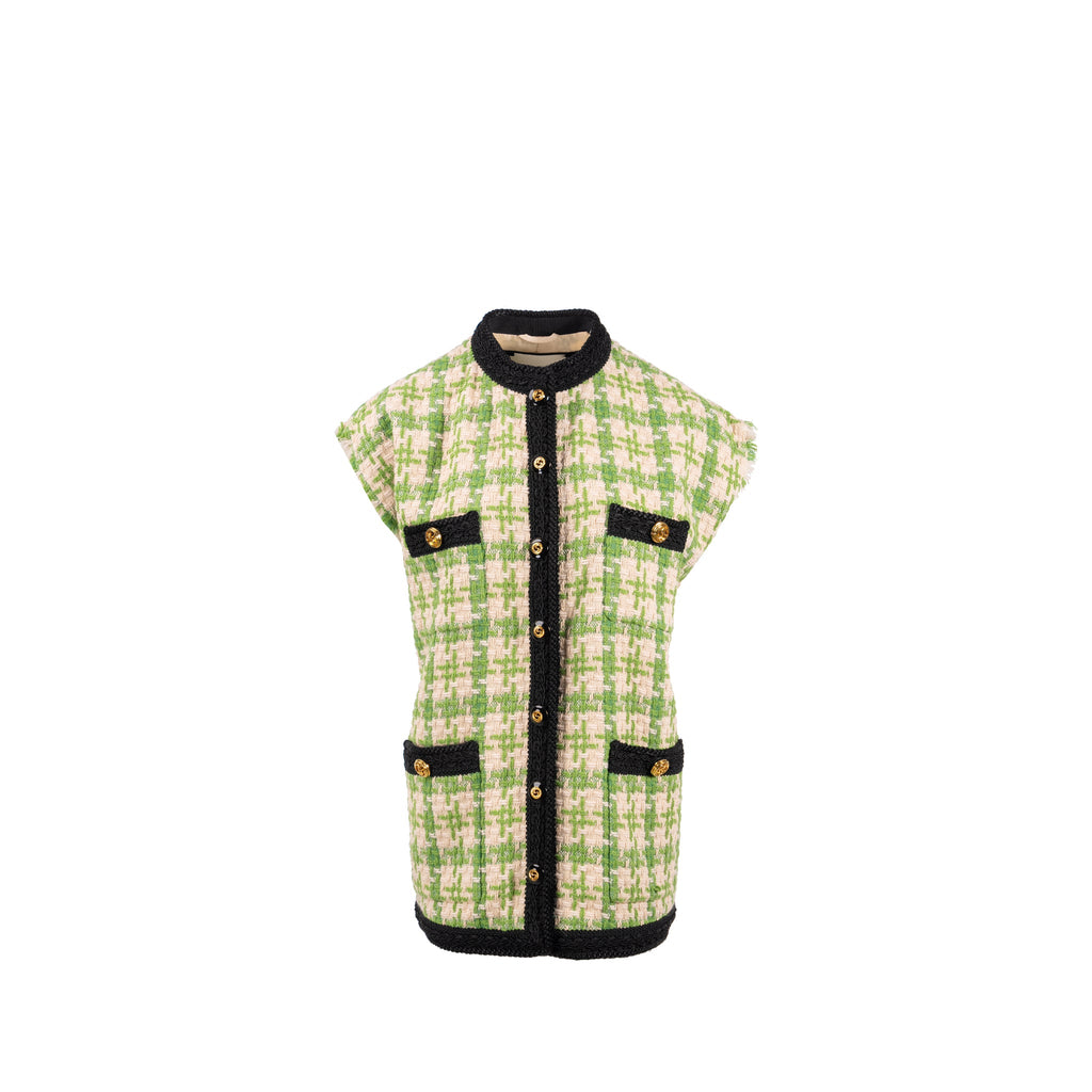 gucci-size-36-tweed-button-vest-jacket-acrylic-wool-cottongreen-multicolour