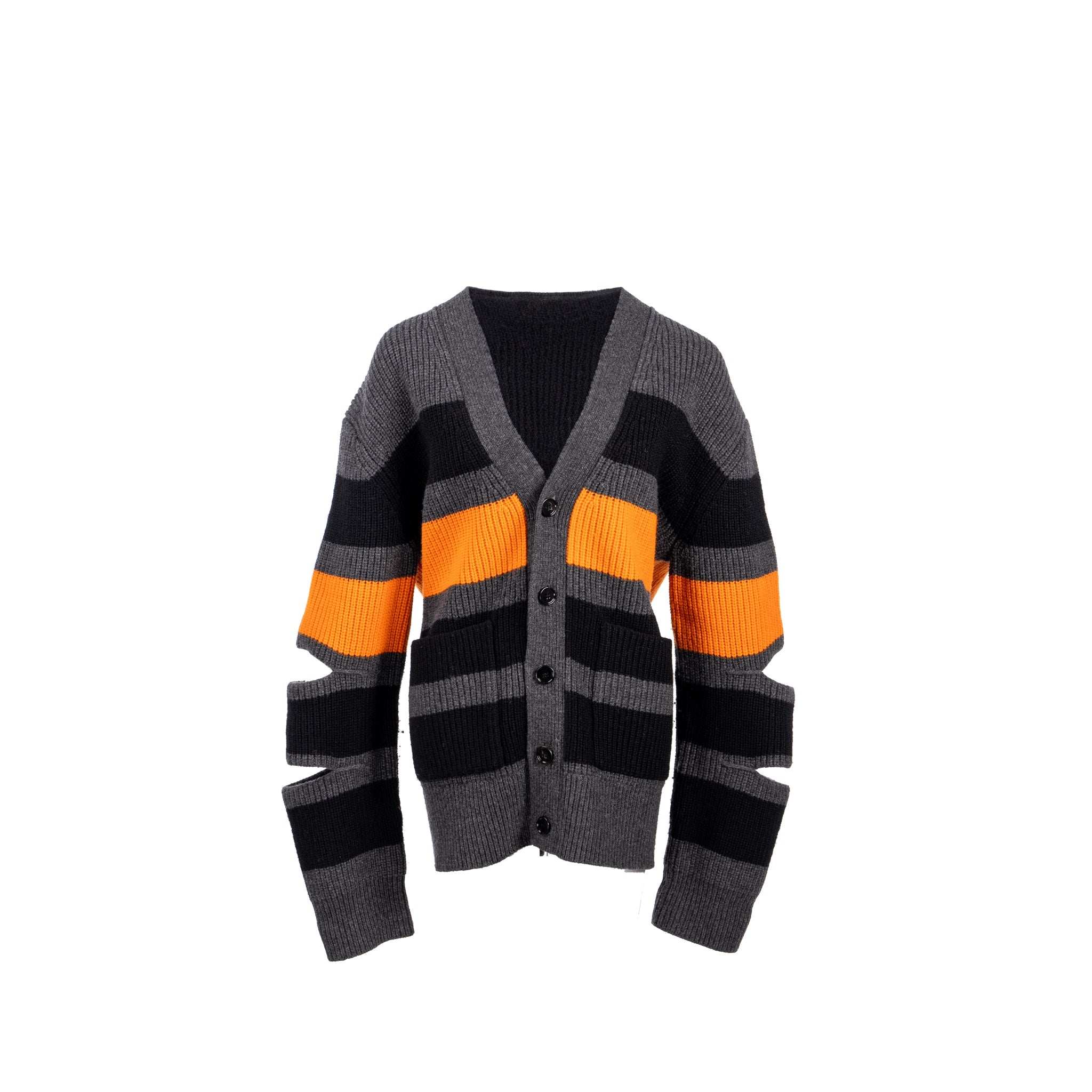 burberry-size-s-cut-out-detail-striped-cardigan-cashmere-wool-grey-orange