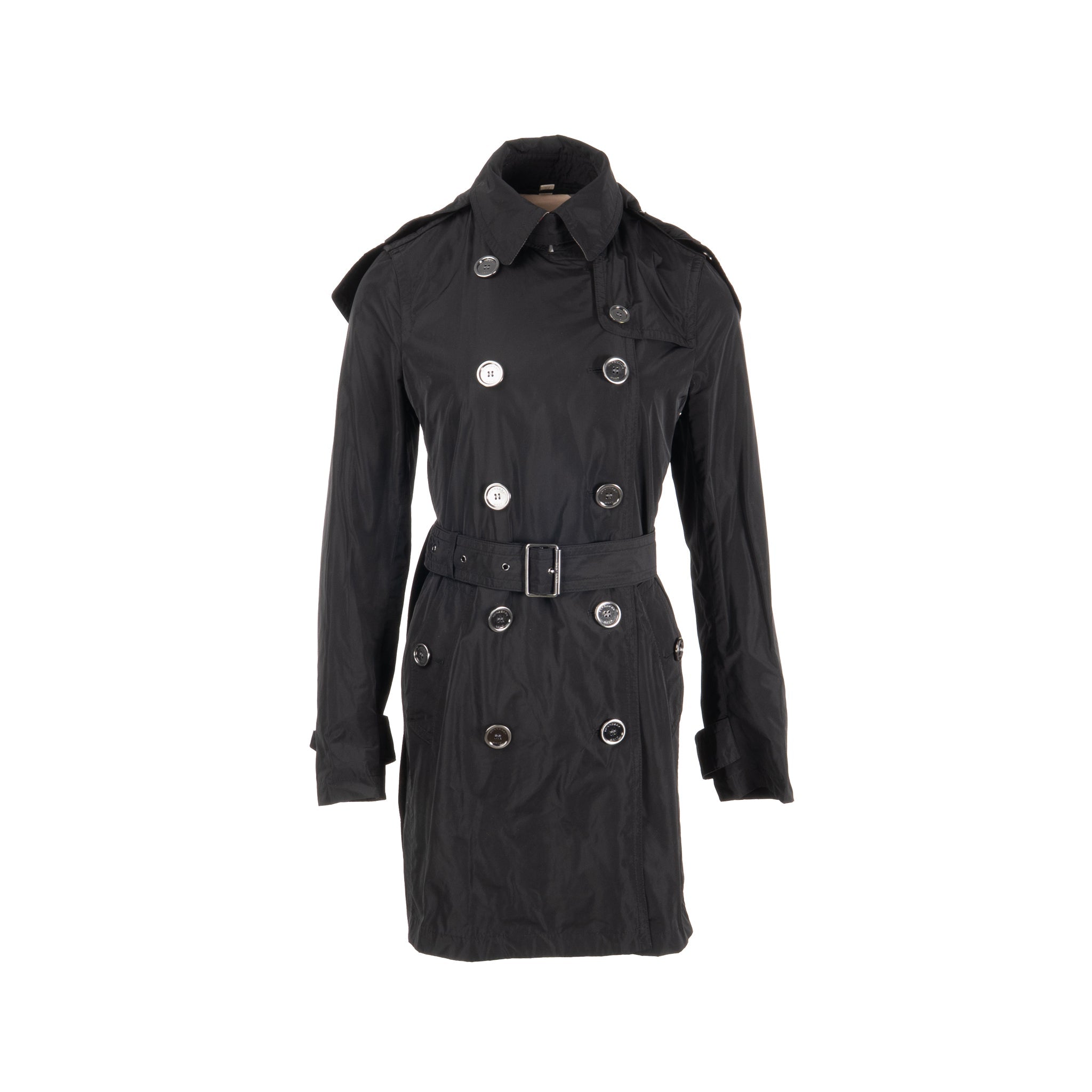 burberry-size-uk-8-brit-hooded-trench-coat-with-belt-ployester-black