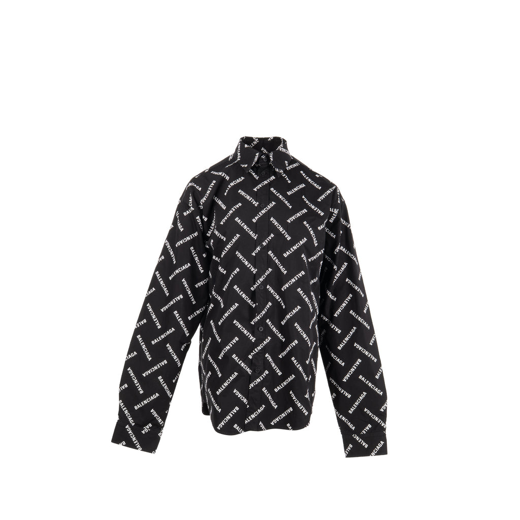 balenciaga-size-37-diagonal-print-allover-shirt-black