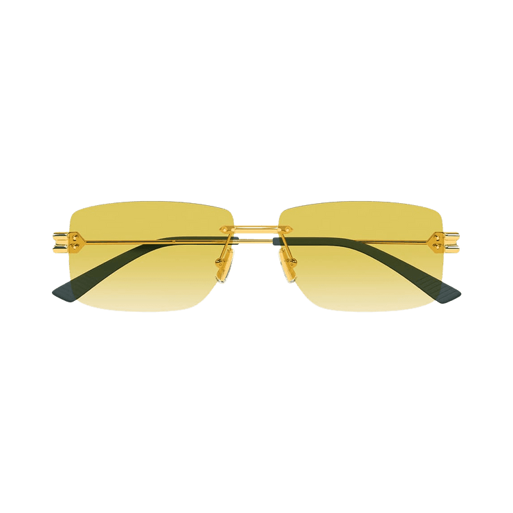 Bottega Veneta Rectangular Sunglasses — Gold