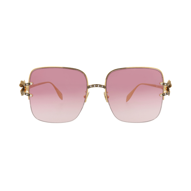 Alexander McQueen Square Sunglasses — Gold – Red AM0371S 003