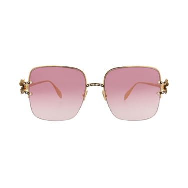 Alexander McQueen Square Sunglasses — Gold – Red AM0371S 003