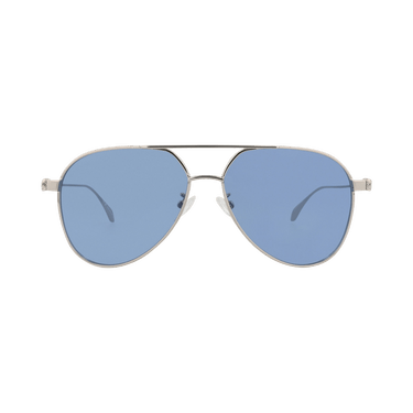 Alexander McQueen Aviator Sunglasses — Silver – Light Blue AM0373S 003