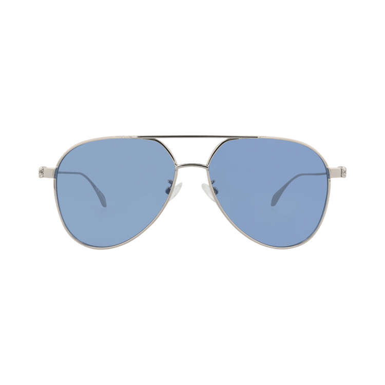 Alexander McQueen Aviator Sunglasses — Silver – Light Blue AM0373S 003