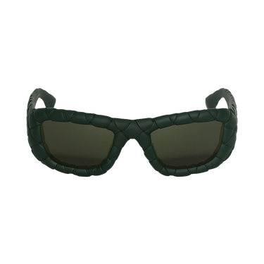 Bottega Veneta Intrecciato Rectangular Sunglasses — Black – BV1303S 008