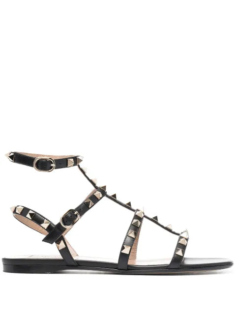 Valentino Garavani Rockstud flat calfskin sandal with straps – 18984