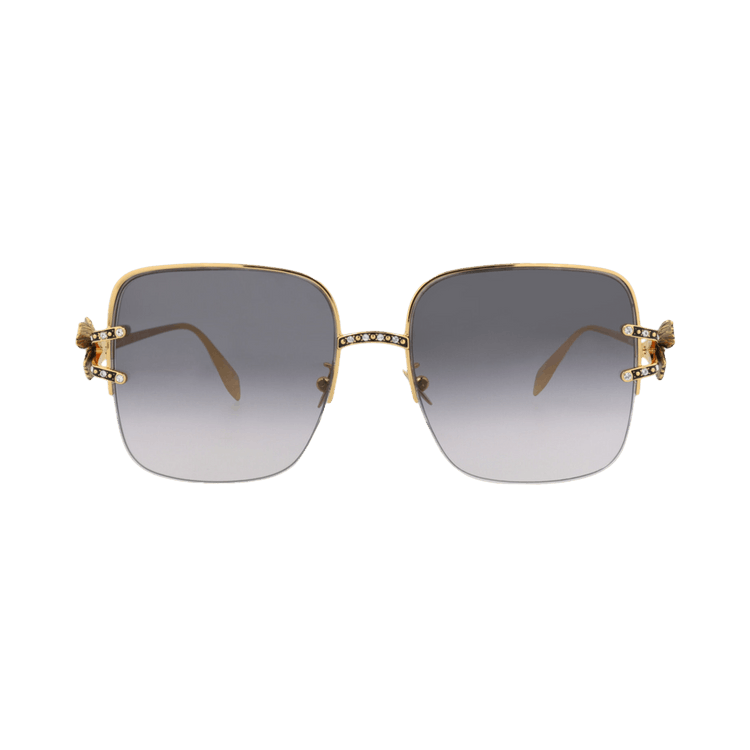 Alexander McQueen Square Sunglasses — Gold – Grey AM0371S 001