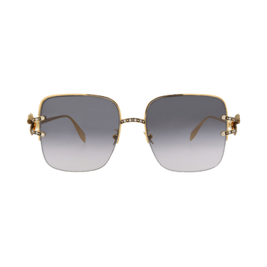 Alexander McQueen Square Sunglasses — Gold – Grey AM0371S 001