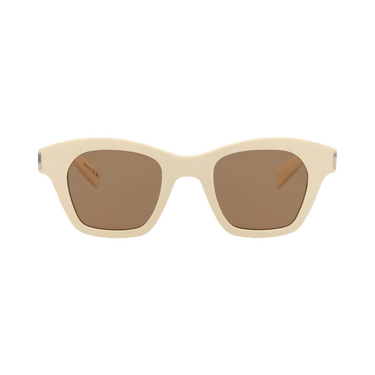 Saint Laurent Square Sunglasses — Cream