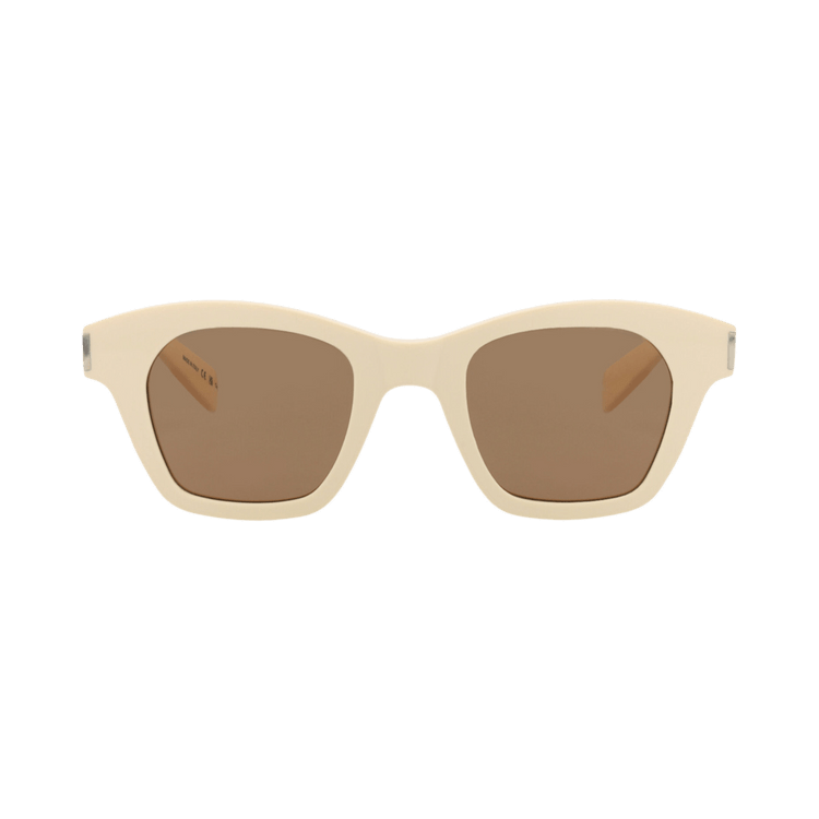 Saint Laurent Square Sunglasses — Cream