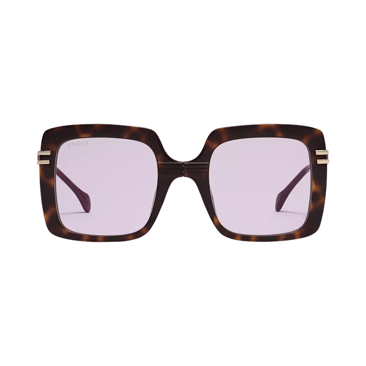 Gucci Square Sunglasses — Brown – Havana Gold Pink GG1348S 001