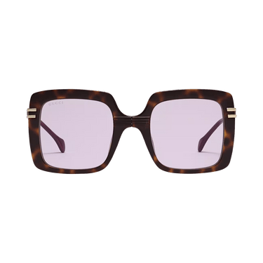 Gucci Square Sunglasses — Brown – Havana Gold Pink GG1348S 001