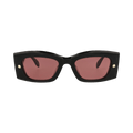 Alexander McQueen Square-Frame Recycled Acetate Sunglasses — Multi-Color – Black Red AM0426S 30014623 006