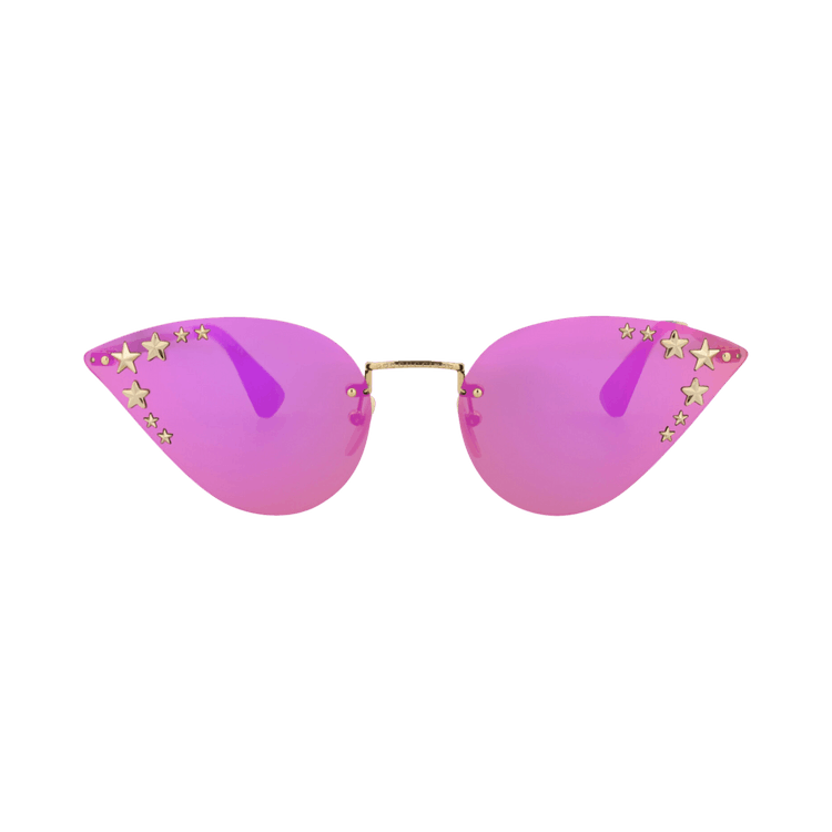 Gucci Cat Eye Frame Metal Sunglasses — Gold