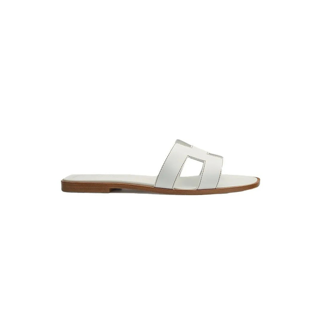 HERMÈS HERMES BOX CALFSKIN ORAN SANDAL ROUGE TOMETTE WHITE