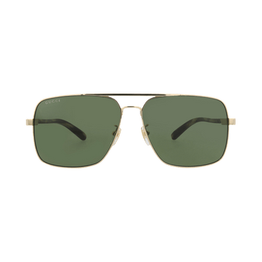 Gucci Aviator Frame Metal Sunglasses — Gold – Havana Green GG1289S 30013910 003