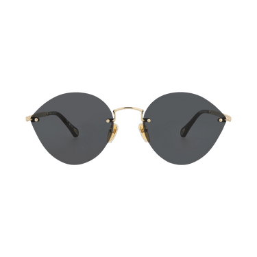Chloé Cat Eye Frame Metal Sunglasses — Gold – Grey 001