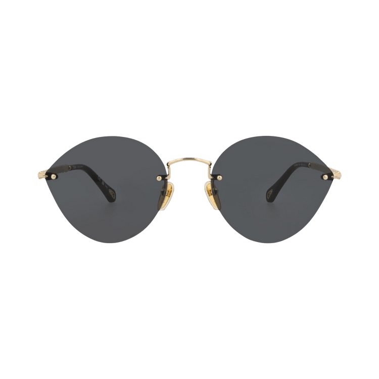 Chloé Cat Eye Frame Metal Sunglasses — Gold – Grey 001