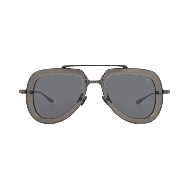 Valentino Aviator Frame Acetate/Metal Sunglasses — Black