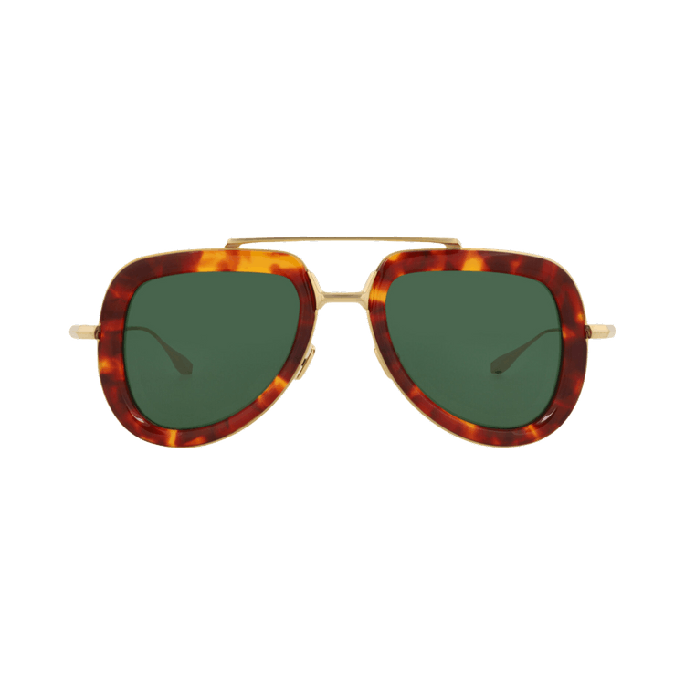 Valentino Aviator Frame Acetate/Metal Sunglasses — Brown
