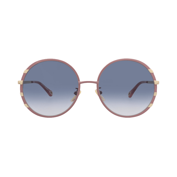 Chloé Round-Frame Metal Sunglasses — Purple – Gold CH0144S30013587