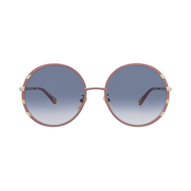 Chloé Round-Frame Metal Sunglasses — Purple – Gold CH0144S30013587