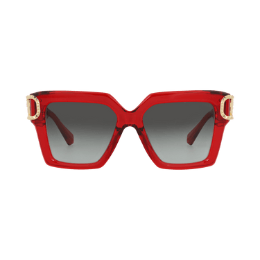Valentino Square-Frame Acetate Sunglasses — Red