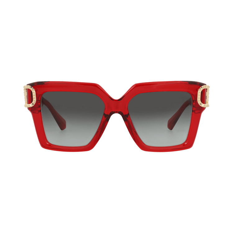 Valentino Square-Frame Acetate Sunglasses — Red