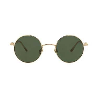 Valentino Round-Frame Metal Sunglasses — Gold – Green 173B 48