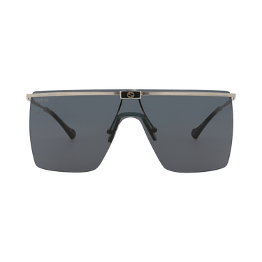 Gucci Shield-Frame Metal Sunglasses — Silver – Grey GG1096S 30013075 001