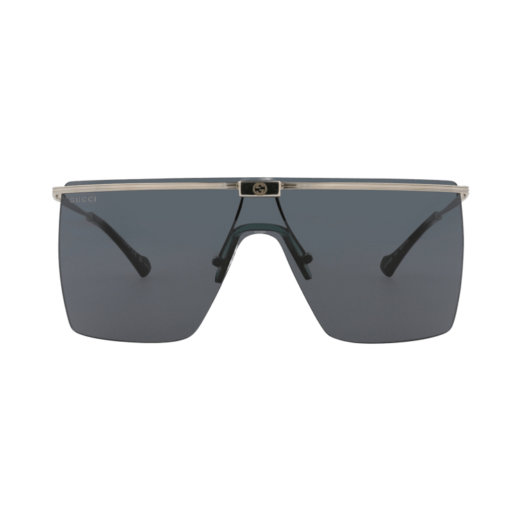 Gucci Shield-Frame Metal Sunglasses — Silver – Grey GG1096S 30013075 001