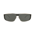 Saint Laurent Shield-Frame Metal Sunglasses — Silver – Grey 001