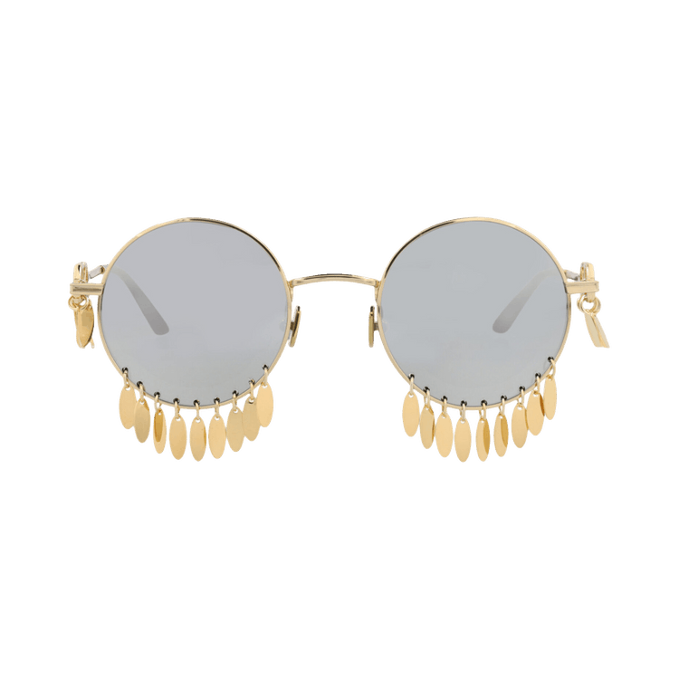 Valentino Round-Frame Acetate Sunglasses — Gold – Silver 174A 48
