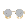 Valentino Round-Frame Acetate Sunglasses — Gold – Silver 174A 48