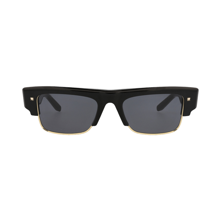 Valentino Square-Frame Acetate Sunglasses — Black